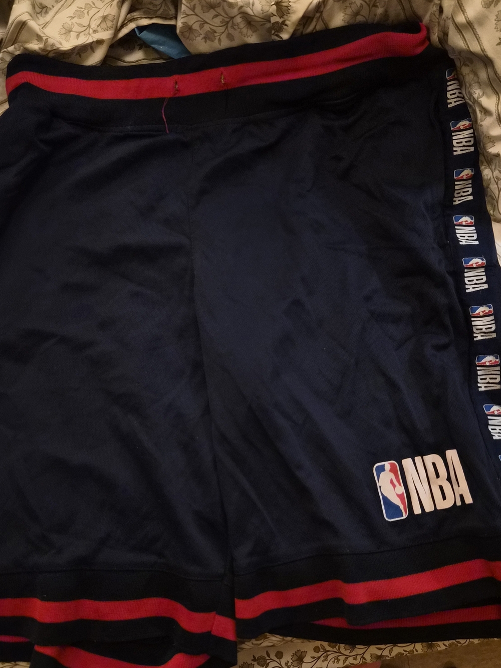 NBA Men's Navy Athletic Shorts with Red Trim